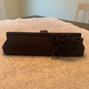 Carlo Fellini Black Clutch with Floral Accent